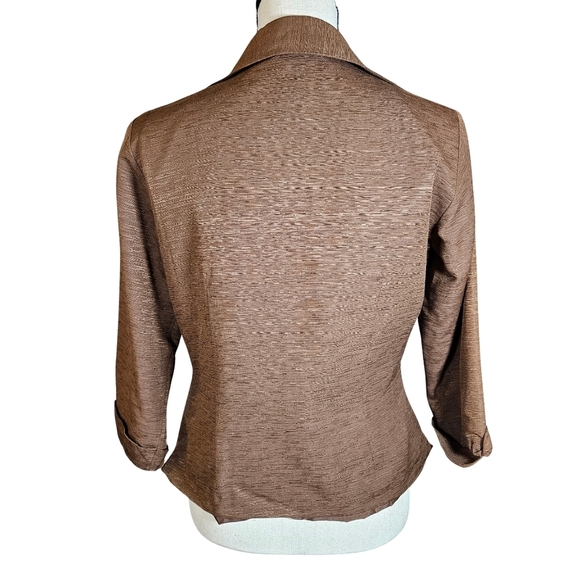Silkland Embroidered Silk Blazer,  Size Small,  Brown with Floral Design - Picture 3 of 9